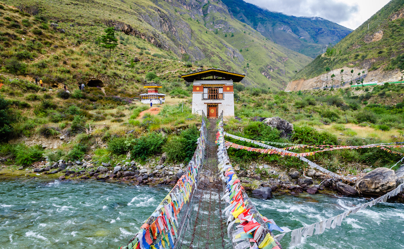 不丹Tamchog Lhakhang寺廟鐵橋