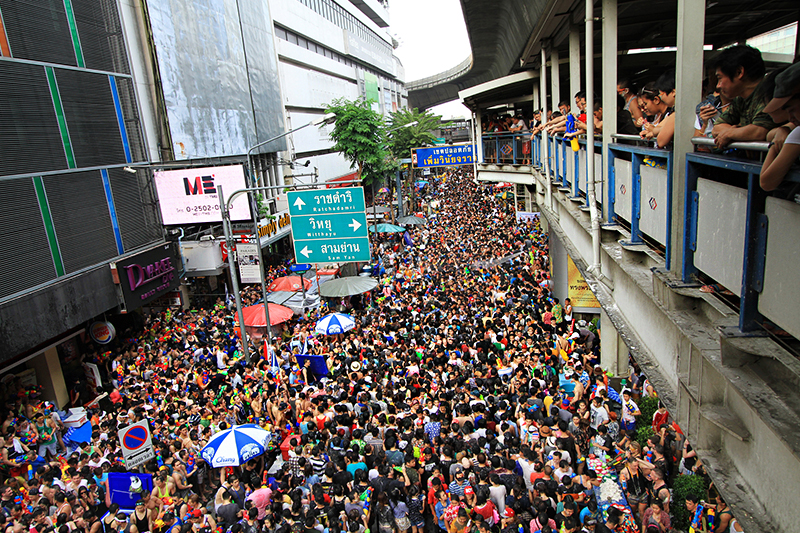 Crowds on Khao San Road during Songkran festival - Bangkok, Thailand