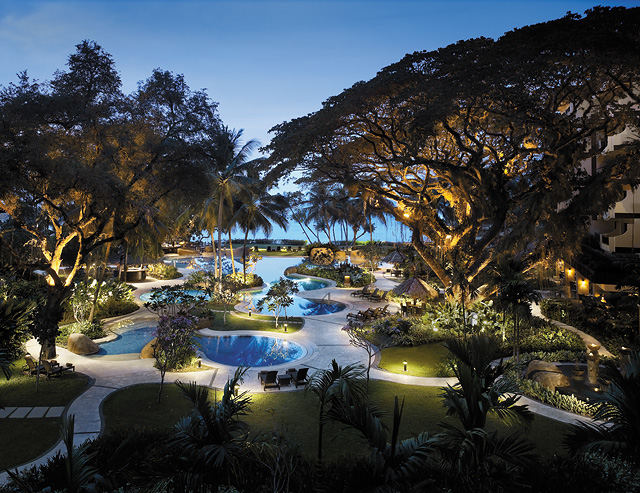 Wander around the property's well-manicured lawns in the evening to appreciate the island's famed sunsets