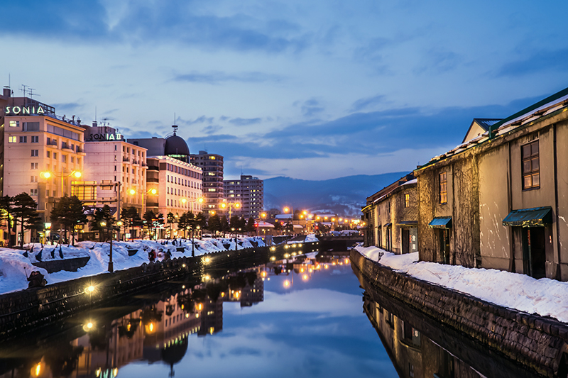 Sapporo canals lined with snow